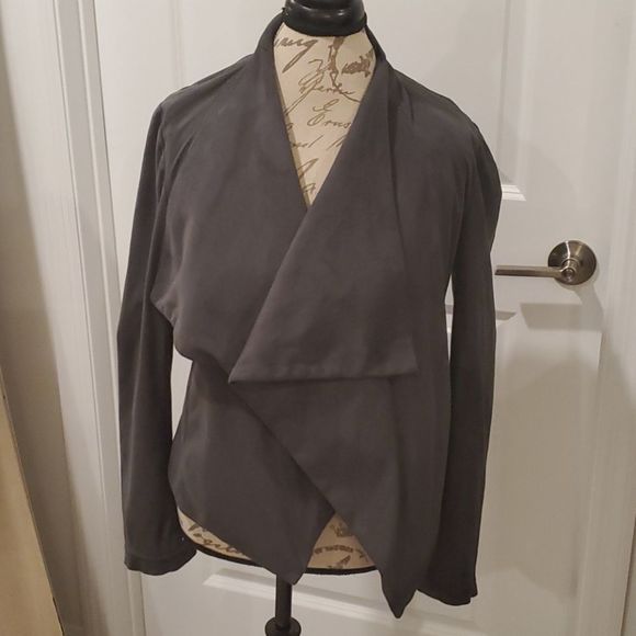 Gray Express faux suede asymmetrical jacket sz S - Picture 1 of 9